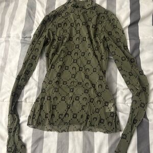 Olive Green Patterned Women's Top